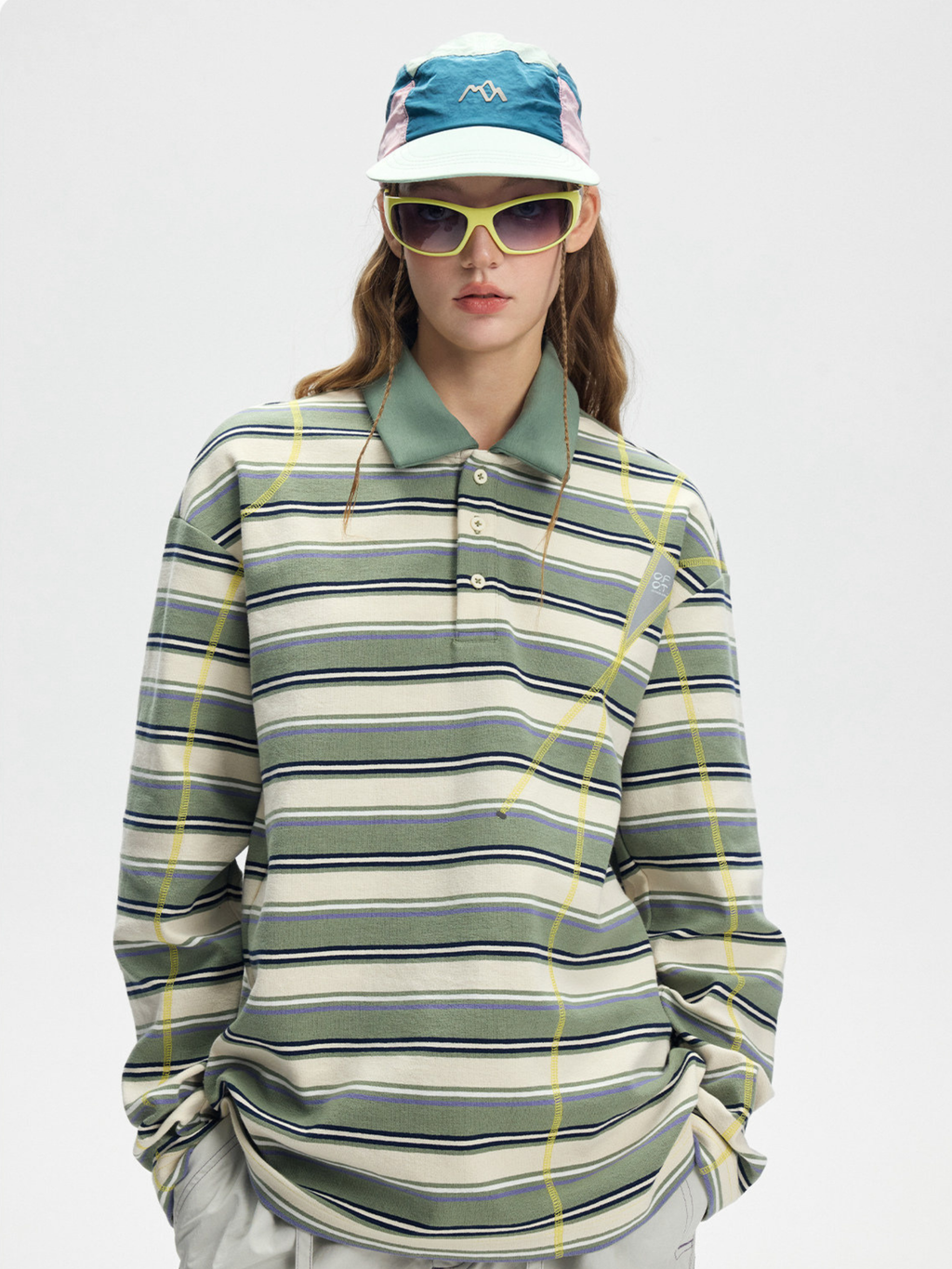 Staple - Women's UPF50+ Protection Striped Knit Long Sleeve Polo Shirt