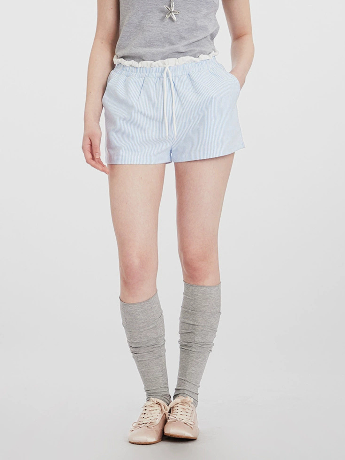 SkyLight - Women's Striped Double-Waist Casual Shorts